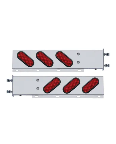 UP63300-3-3/4" Bolt Pattern SS Spring Loaded Bar With 6 Oval 10 LED Lights -Red LED & Lens (Pair)