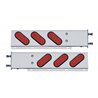 UP63302-3-3/4" Bolt Pattern SS Spring Loaded Bar With 6 Oval 12 LED Lights -Red LED & Lens (Pair)
