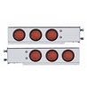 UP63543-3-3/4" Bolt Pattern Chrome Spring Loaded Bar W/6X 12 Red LED 4" Reflector Lights -Red Lens (Pair)