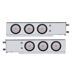 UP63546-3-3/4" Bolt Pattern Chrome Spring Loaded Bar W/6X 4" 10 Red LED Lights - Clear Lens (Pair)