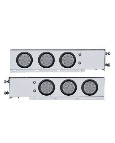 UP63552-3-3/4" Bolt Pattern Deluxe SS Spring Loaded Bar W/6X 12 LED 4" Light -Red LED/Clear Lens (Pair)