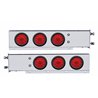 UP63553-3-3/4" Bolt Pattern Deluxe SS Spring Loaded Bar W/6X 10 LED 4" Lights -Red LED & Lens (Pair)