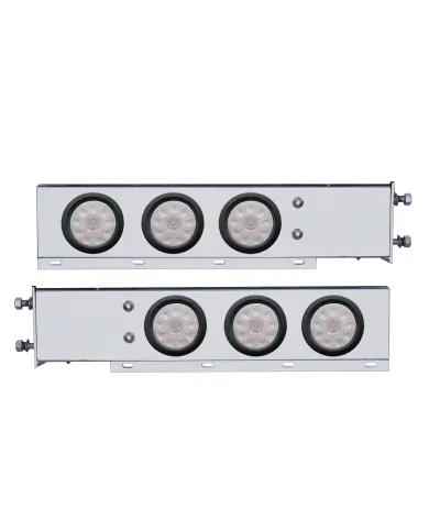 UP63554-3-3/4" Bolt Pattern Deluxe SS Spring Loaded Bar W/6X 10 LED 4" Lights -Red LED/Clear Lens (Pair)