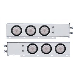 UP63646-2.5" Bolt Pattern Chrome Spring Loaded Bar W/6X 4" 10 LED Lights -Red LED/Clear Lens (Pair)