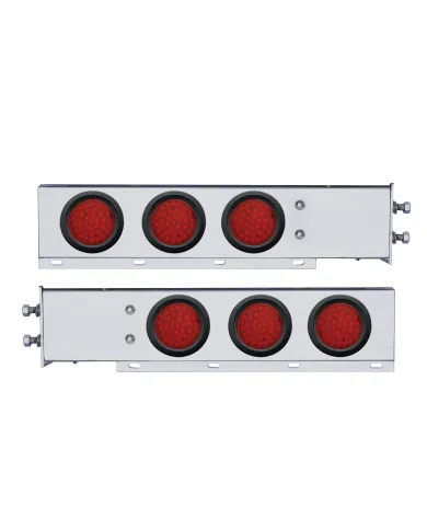 UP63679-2.5" Bolt Pattern Chrome Spring Loaded Bar W/6X 36 LED 4" Lights -Red LED & Lens (Pair)