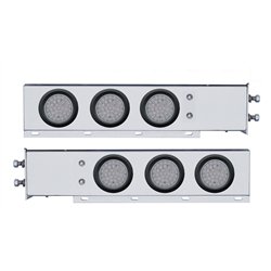 UP63680-2.5" Bolt Pattern Chrome Spring Loaded Bar W/6X 36 LED 4" Lights -Red LED/Clear Lens (Pair)