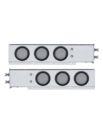 UP63680-2.5" Bolt Pattern Chrome Spring Loaded Bar W/6X 36 LED 4" Lights -Red LED/Clear Lens (Pair)