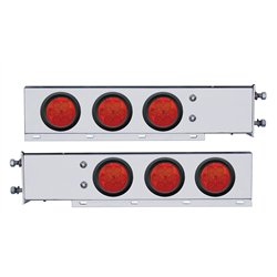 UP63726-3-3/4" Bolt Pattern SS Spring Loaded Bar With 6X 4" 7 LED Lights -Red LED & Lens (Pair)