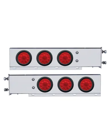 UP63728-2.5" Bolt Pattern SS Spring Loaded Bar With 6X 4" 10 LED Lights -Red LED & Lens (Pair)