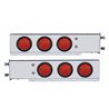 UP63730-2.5" Bolt Pattern SS Spring Loaded Bar With 6X 4" 7 LED Lights -Red LED & Lens (Pair)