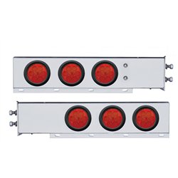 UP63734-2" Bolt Pattern SS Spring Loaded Bar With 6X 4" 7 LED Lights -Red LED & Lens (Pair)