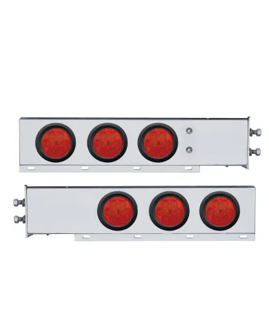 UP63734-2" Bolt Pattern SS Spring Loaded Bar With 6X 4" 7 LED Lights -Red LED & Lens (Pair)