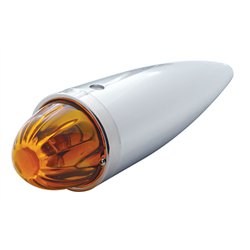 UP30534-Chrome Die Cast Torpedo Cab Light With Watermelon Glass Lens & 1156 Bulb - Amber