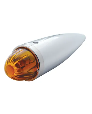 UP30534-Chrome Die Cast Torpedo Cab Light With Watermelon Glass Lens & 1156 Bulb - Amber