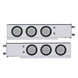 UP63749-3-3/4" Bolt Pattern Deluxe SS Spring Loaded Bar W/6X 7 Red LED 4" Reflector Light -Clear Lens (Pair)