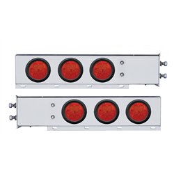UP63750-2.5" Bolt Pattern Chrome Spring Loaded Bar W/6X 4" 7 LED Lights -Red LED & Lens (Pair)