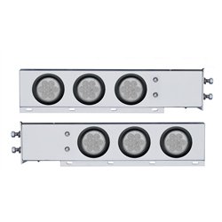 UP63751-2.5" Bolt Pattern Chrome Spring Loaded Bar W/6X 4" 7 LED Lights -Red LED/Clear Lens (Pair)