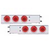 UP63760-3-3/4" Bolt Pattern SS Spring Loaded Bar With 6X 21 LED 4" GloLight & Visors -Red LED & Lens (Pair)