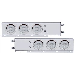 UP63761-3-3/4" Bolt Pattern SS Spring Loaded Bar With 6X 21 LED 4" GloLight & Visors -Red LED/Clear Lens (Pair)
