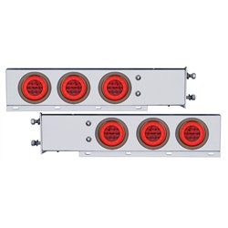 UP63762-3-3/4" Bolt Pattern SS Spring Loaded Bar With 6X 21 LED 4" GloLight -Red LED & Lens (Pair)