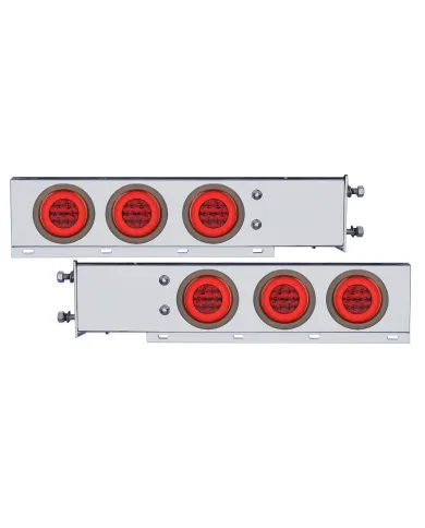 UP63762-3-3/4" Bolt Pattern SS Spring Loaded Bar With 6X 21 LED 4" GloLight -Red LED & Lens (Pair)