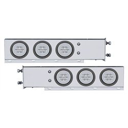 UP63763-3-3/4" Bolt Pattern SS Spring Loaded Bar With 6X 21 LED 4" GloLight -Red LED/Clear Lens (Pair)