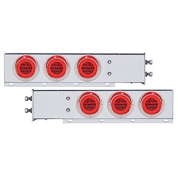 UP63764-2.5" Bolt Pattern SS Spring Loaded Bar With 6X 21 LED 4" GloLight & Visors -Red LED & Lens (Pair)