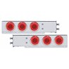 UP63764-2.5" Bolt Pattern SS Spring Loaded Bar With 6X 21 LED 4" GloLight & Visors -Red LED & Lens (Pair)