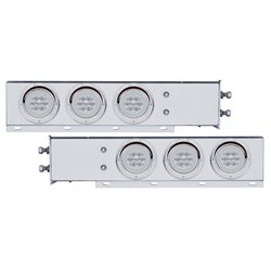 UP63765-2.5" Bolt Pattern SS Spring Loaded Bar With 6X 21 LED 4" GloLight & Visors -Red LED/Clear Lens (Pair)