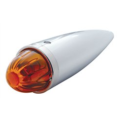 UP30535-Chrome Die Cast Torpedo Cab Light With Watermelon Glass Lens & 1156 Bulb - Dark Amber