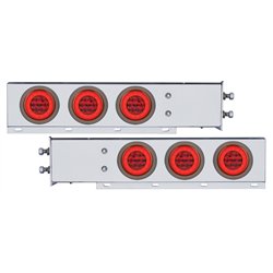 UP63766-2.5" Bolt Pattern SS Spring Loaded Bar With 6X 21 LED 4" GloLight -Red LED & Lens (Pair)