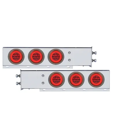 UP63766-2.5" Bolt Pattern SS Spring Loaded Bar With 6X 21 LED 4" GloLight -Red LED & Lens (Pair)
