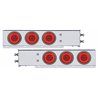 UP63766-2.5" Bolt Pattern SS Spring Loaded Bar With 6X 21 LED 4" GloLight -Red LED & Lens (Pair)