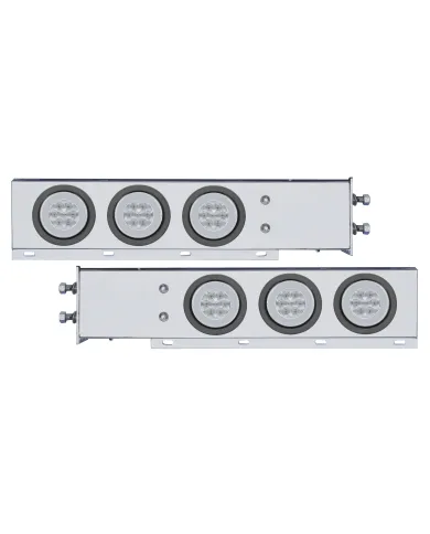 UP63767-2.5" Bolt Pattern SS Spring Loaded Bar With 6X 21 LED 4" GloLight -Red LED/Clear Lens (Pair)