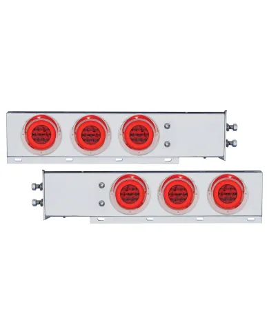 UP63768-2" Bolt Pattern SS Spring Loaded Bar With 6X 21 LED 4" GloLight & Visors -Red LED & Lens (Pair)