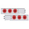 UP63768-2" Bolt Pattern SS Spring Loaded Bar With 6X 21 LED 4" GloLight & Visors -Red LED & Lens (Pair)