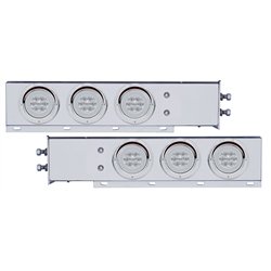 UP63769-2" Bolt Pattern SS Spring Loaded Bar With 6X 21 LED 4" GloLight & Visors -Red LED/Clear Lens (Pair)