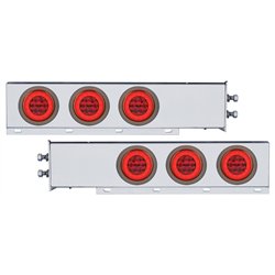 UP63770-2" Bolt Pattern SS Spring Loaded Bar With 6X 21 LED 4" GloLight -Red LED & Lens (Pair)
