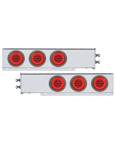 UP63770-2" Bolt Pattern SS Spring Loaded Bar With 6X 21 LED 4" GloLight -Red LED & Lens (Pair)