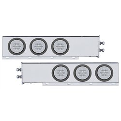 UP63771-2" Bolt Pattern SS Spring Loaded Bar With 6X 21 LED 4" GloLight -Red LED/Clear Lens (Pair)