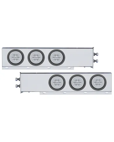 UP63771-2" Bolt Pattern SS Spring Loaded Bar With 6X 21 LED 4" GloLight -Red LED/Clear Lens (Pair)