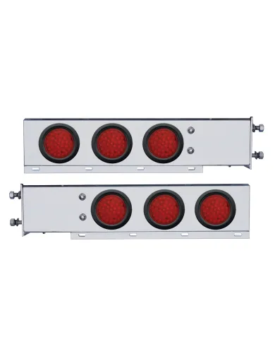 UP63800-3-3/4" Bolt Pattern SS Spring Loaded Bar With 6X 36 LED 4" Lights -Red LED & Lens (Pair)