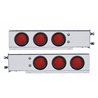 UP63800-3-3/4" Bolt Pattern SS Spring Loaded Bar With 6X 36 LED 4" Lights -Red LED & Lens (Pair)