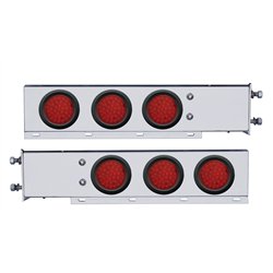 UP63802-2.5" Bolt Pattern SS Spring Loaded Bar With 6X 36 LED 4" Lights -Red LED & Lens (Pair)