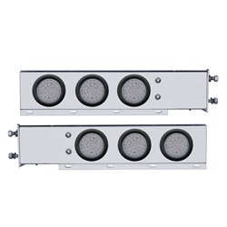 UP63803-2.5" Bolt Pattern SS Spring Loaded Bar With 6X 36 LED 4" Lights -Red LED/Clear Lens (Pair)