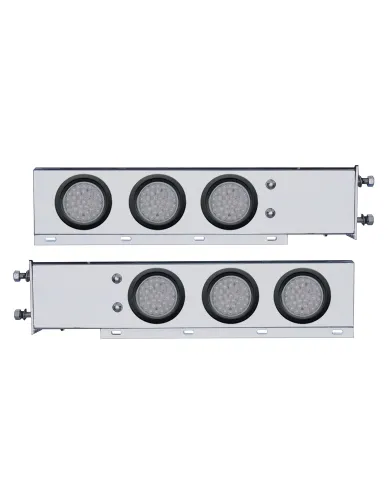 UP63803-2.5" Bolt Pattern SS Spring Loaded Bar With 6X 36 LED 4" Lights -Red LED/Clear Lens (Pair)