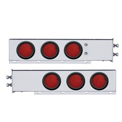 UP63804-2" Bolt Pattern SS Spring Loaded Bar With 6X 36 LED 4" Lights -Red LED & Lens (Pair)