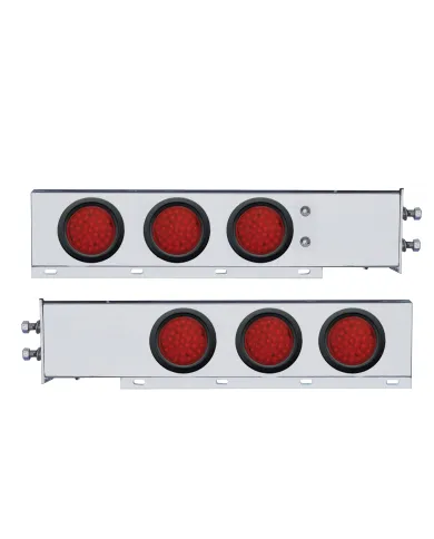 UP63804-2" Bolt Pattern SS Spring Loaded Bar With 6X 36 LED 4" Lights -Red LED & Lens (Pair)