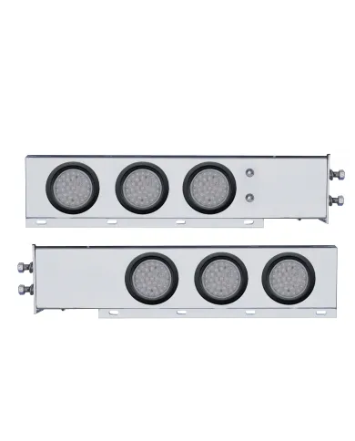 UP63805-2" Bolt Pattern SS Spring Loaded Bar With 6X 36 LED 4" Lights -Red LED/Clear Lens (Pair)