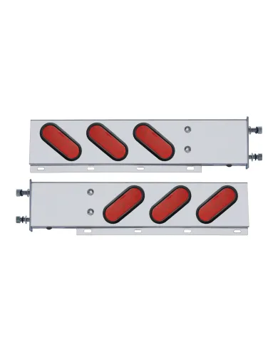 UP63806-3-3/4" Bolt Pattern SS Spring Loaded Bar With 6" Oval 19 LED Lights -Red LED & Lens (Pair)